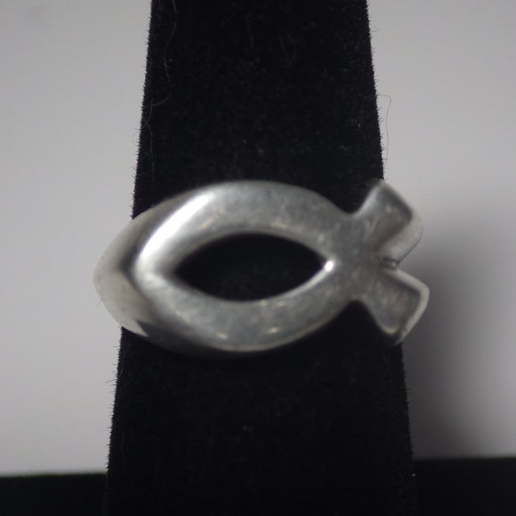 Christian Fish Symbol 925 Sterling Ring 7 - Picture 1 of 4